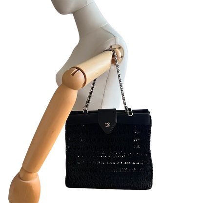 Chanel Vintage Supermodel Häkeltasche CC Logo / sehr gut Chanel