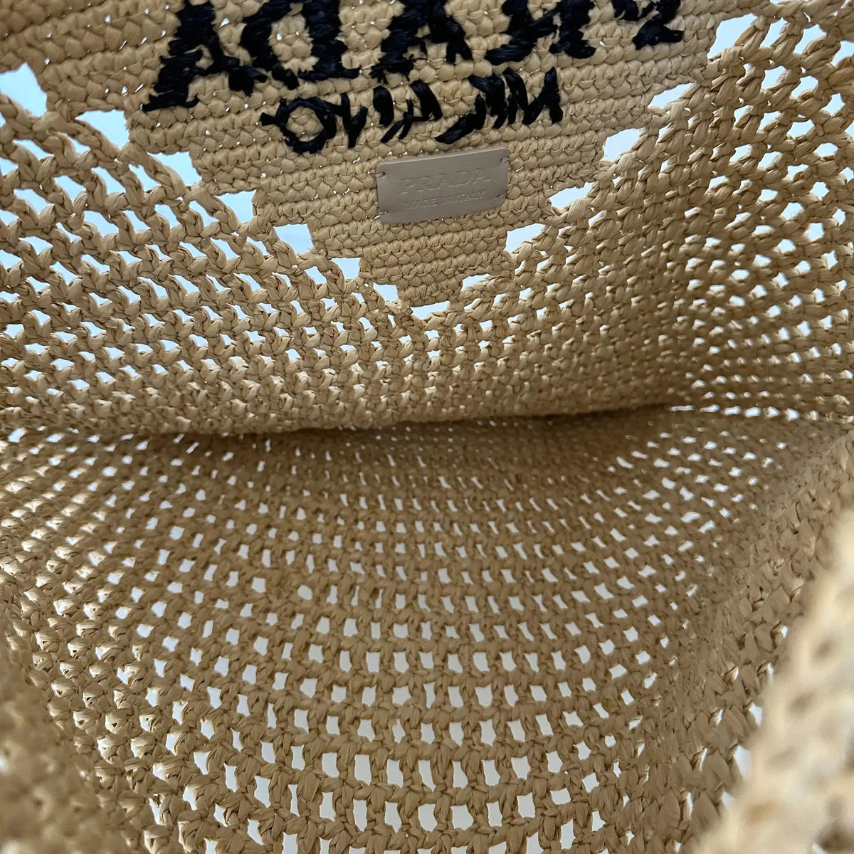 Prada Shopping Bag with Logo Embroidery Raffiabast beige Tasche / neuwertig Prada