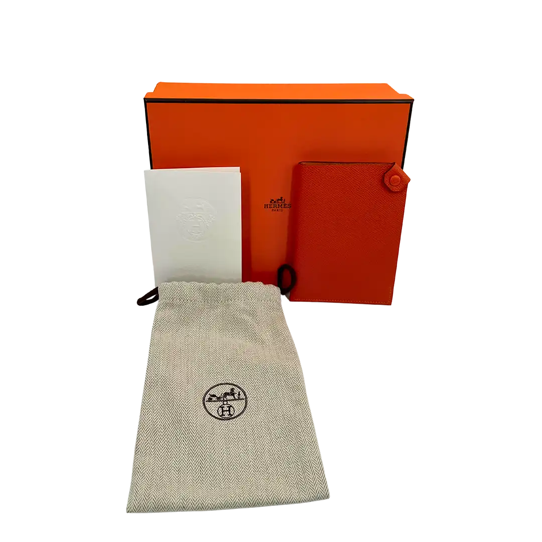 Hermés Pass-Etui Tarmac Dot PM Passhülle Orange Fullset / neu Hermès
