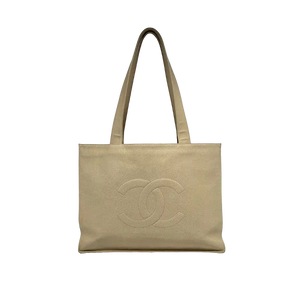 Chanel Vintage Shopper tas Kaviaarleer beige