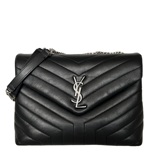 Saint Laurent YSL LouLou Medium Leder schwarz silberne Hardware / sehr gut Saint Laurent