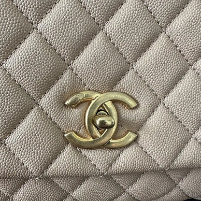 Chanel Coco Handle Medium Beige Caviar Leder Echsengriff Fullset / sehr gut Chanel