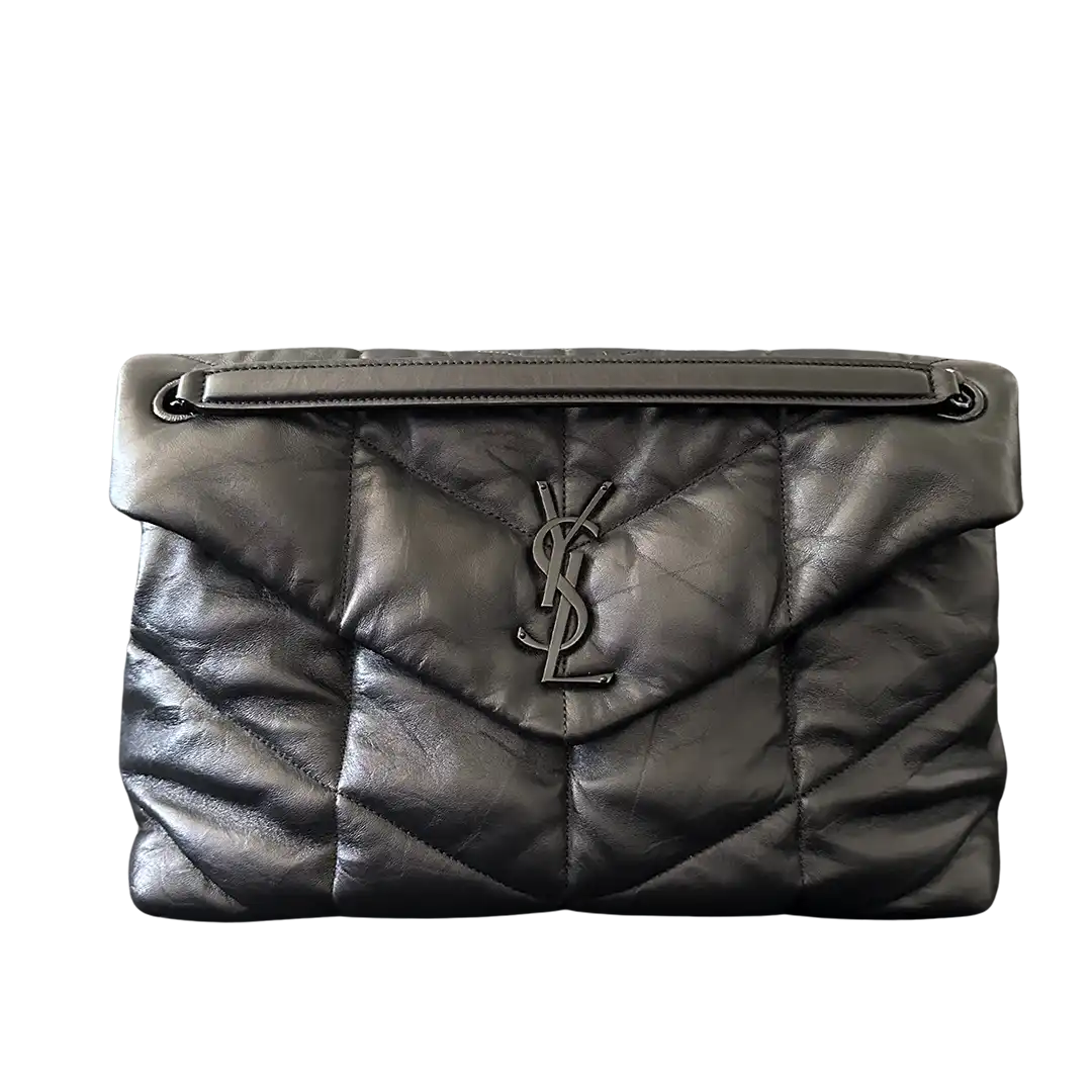 Saint Laurent LouLou Puffer Medium Handtasche All black Lammleder / sehr gut Saint Laurent