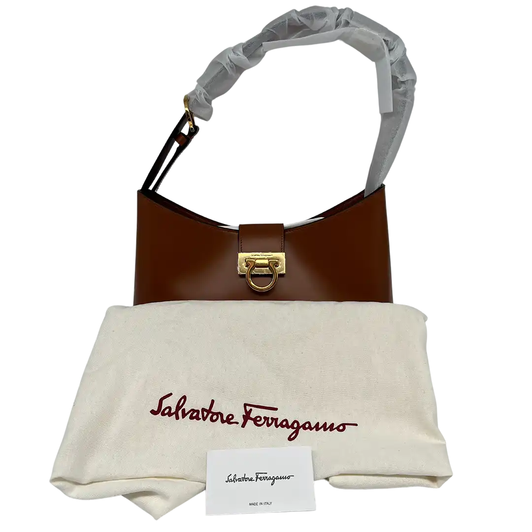 Salvatore Ferragamo Trifolio Schultertasche Siena Tan / neu Salvatore Ferragamo