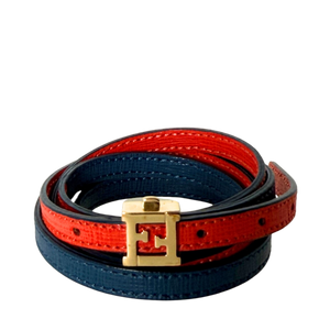 Fendi gewikkeld lederen armband rood blauw