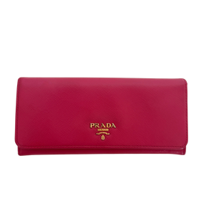Prada Lange Portemonnee van Saffiano Leer Roze