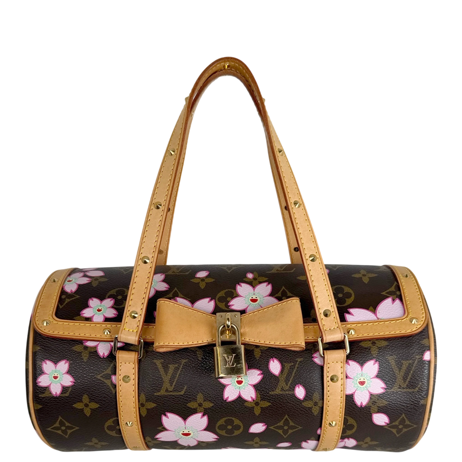 Louis Vuitton Papillon Cherry Blossom Monogram Murakami Bruin Roze