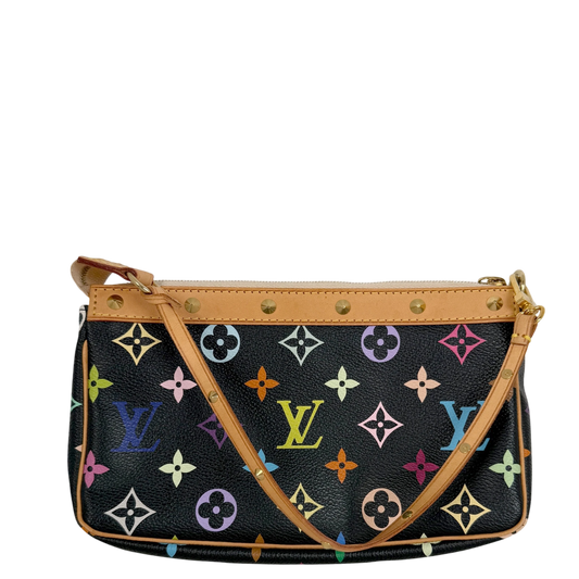 Louis Vuitton Pochette Accessoires Multicolore Schwarz Nieten Gold – Ansicht 2