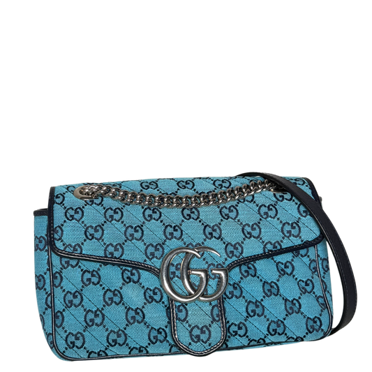 Gucci GG Marmont Shoulder Bag Denim Blue / very good