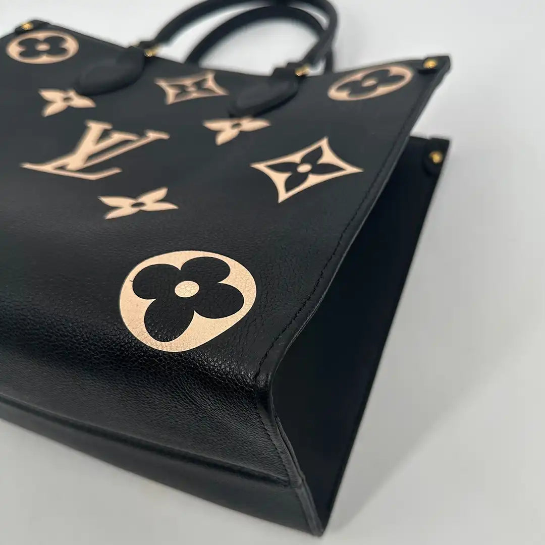 Louis Vuitton onthego MM M45495 Monogram Empreinte Leder schwarz beige / sehr gut Louis Vuitton