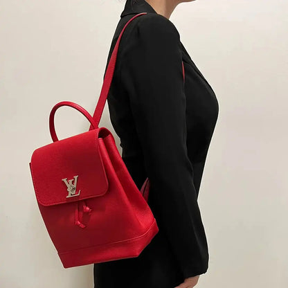 Louis Vuitton Lockme M41814 Lederrucksack rot silber / sehr gut Louis Vuitton