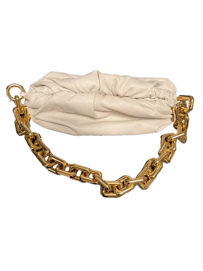 Bottega Veneta Chain Pouch Leder Beige / sehr gut Echtheitscheck